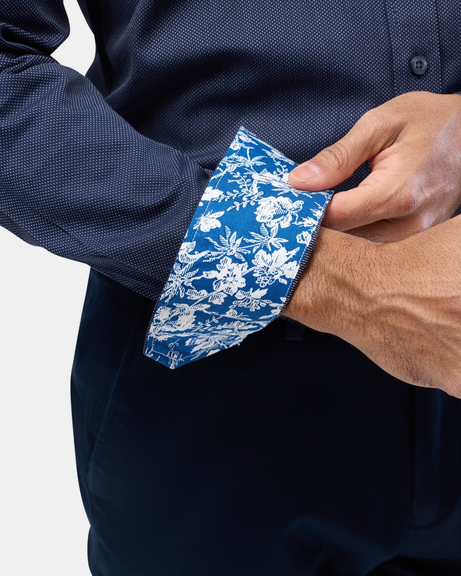 brooksfield slim fit luxe business shirt in navy 2