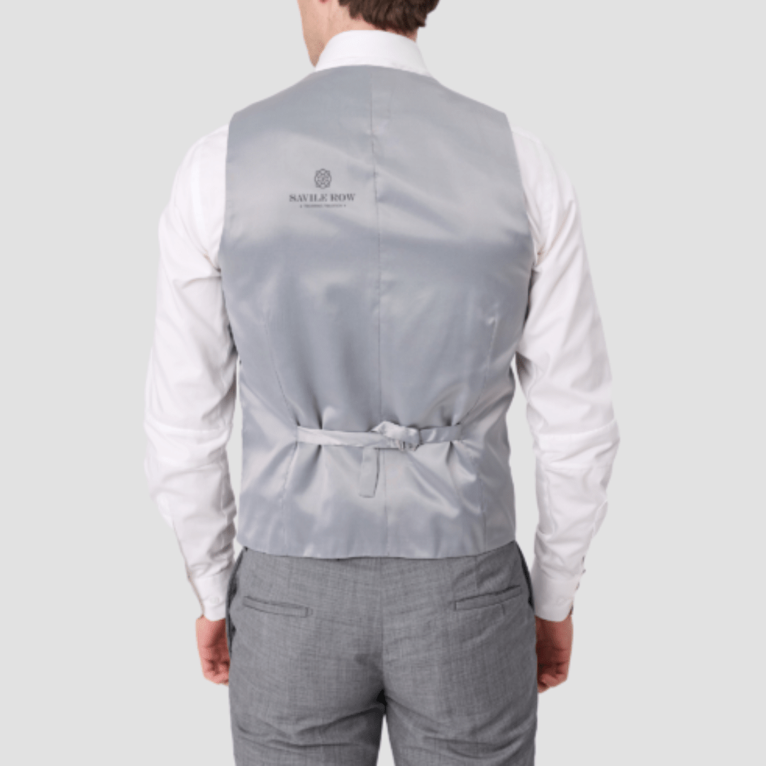 savile row tailored fit mens saul vest in chrome grey c3 pure wool