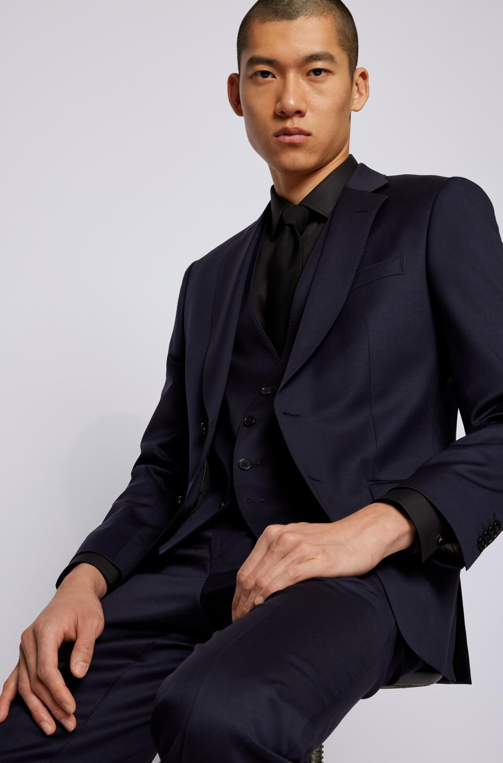 boss slim fit huge suit in dark blue